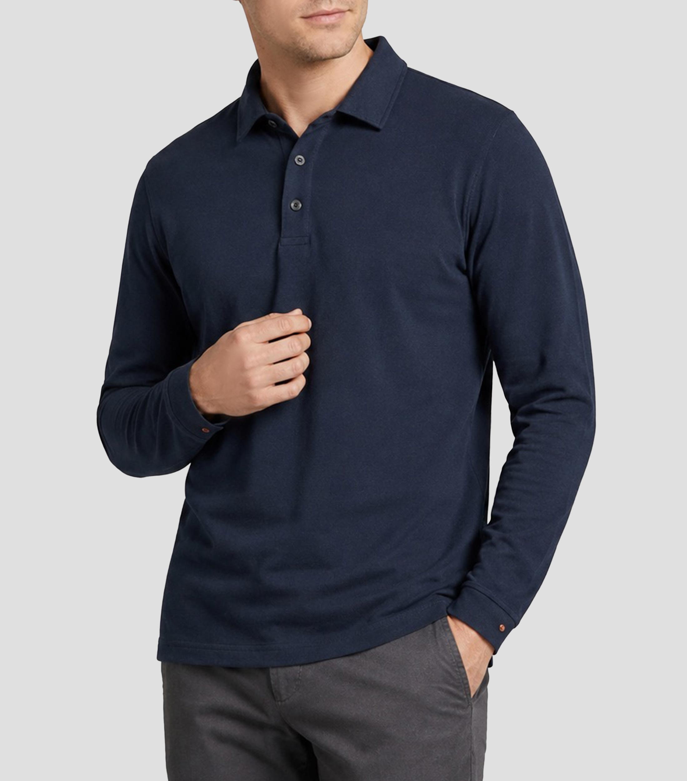 Playera tipo polo manga larga lisa Hombre